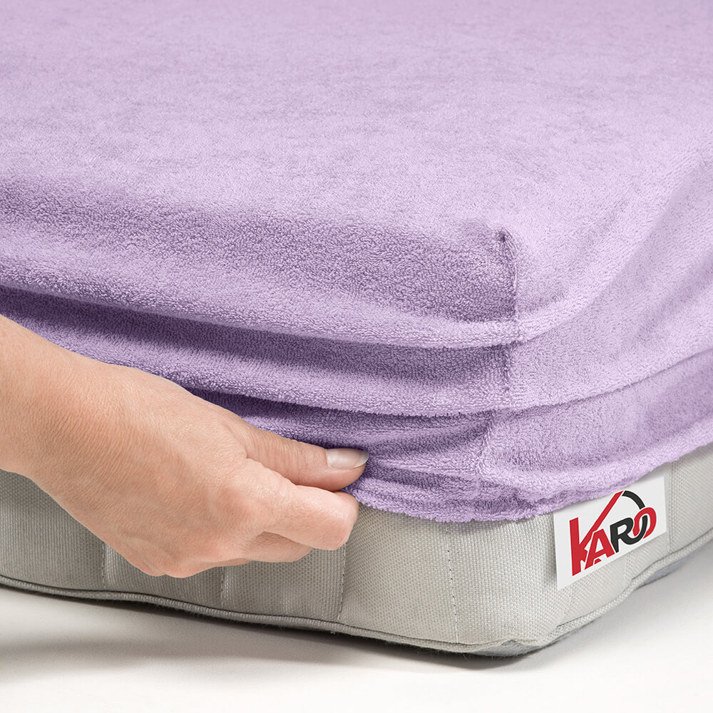 Prześcieradło frotte z gumką 120x200 wrzosowe 036 grube 200g/m2 KARO - obrazek 2