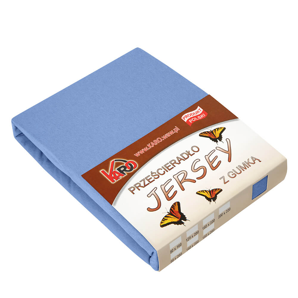 Prześcieradło jersey z gumką 70x140 niebieskie 038 grube 150g/m2 KARO
