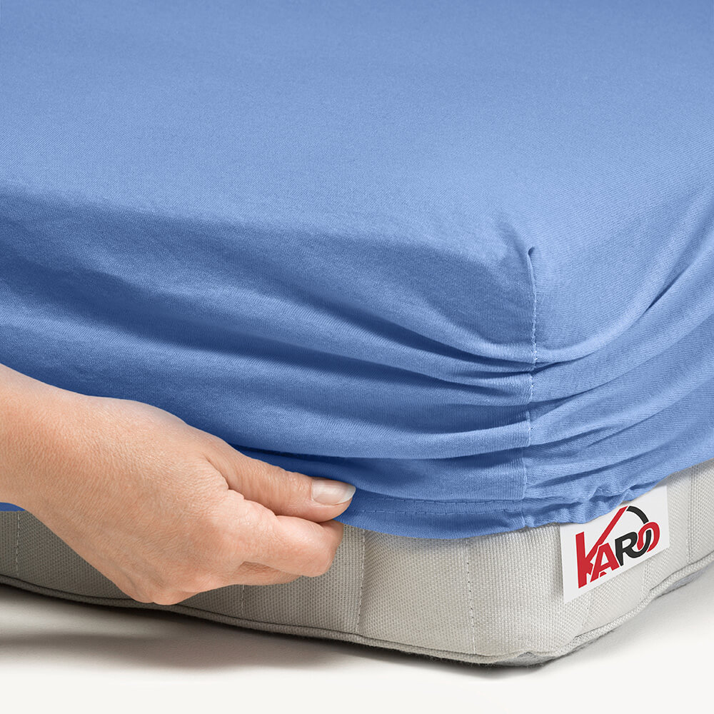 Prześcieradło jersey z gumką 70x140 niebieskie 038 grube 150g/m2 KARO - obrazek 2
