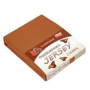 Prześcieradło jersey z gumką 160x200 brązowe 040 grube 150g/m2 KARO