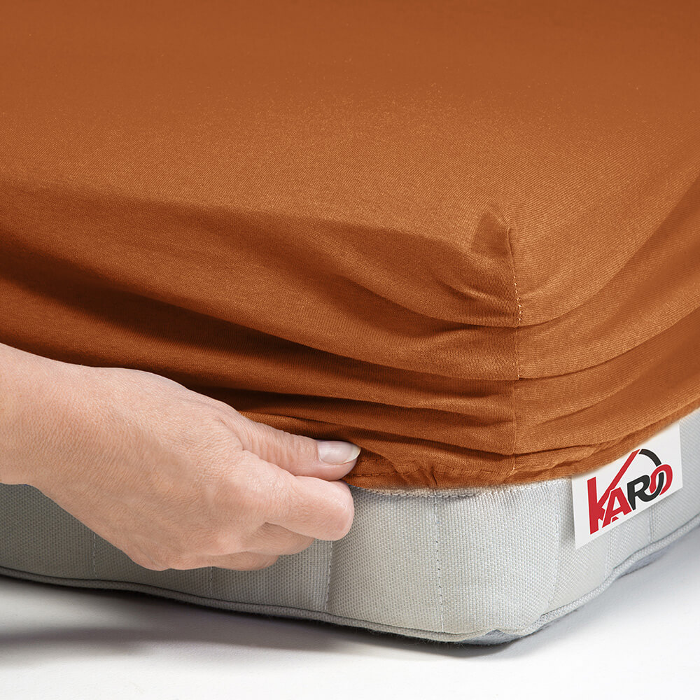 Prześcieradło jersey z gumką 160x200 brązowe 040 grube 150g/m2 KARO - obrazek 2