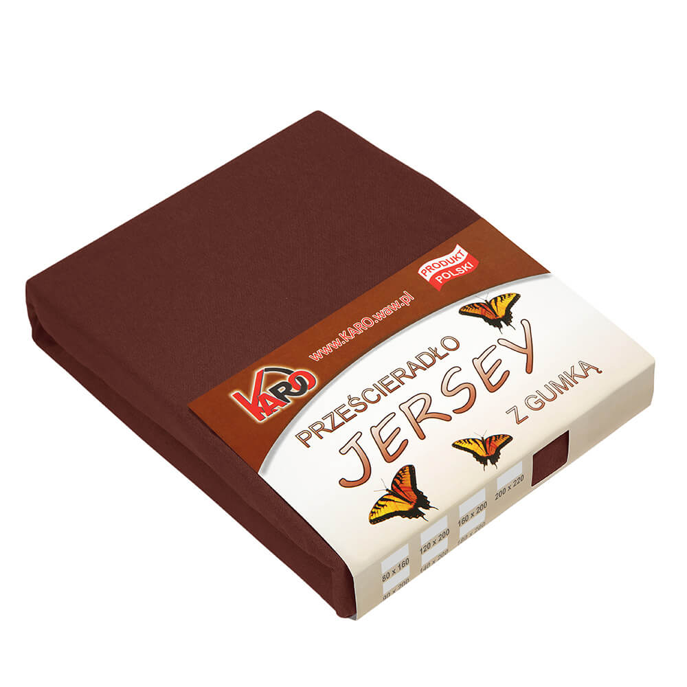 Prześcieradło jersey z gumką 180x200 czekoladowe 042 grube 150g/m2 KARO