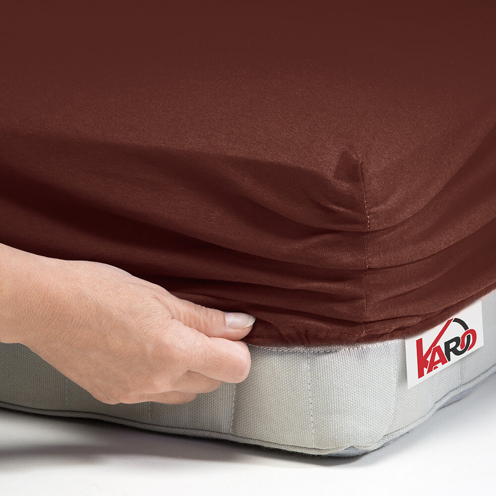 Prześcieradło jersey z gumką 180x200 czekoladowe 042 grube 150g/m2 KARO - obrazek 2