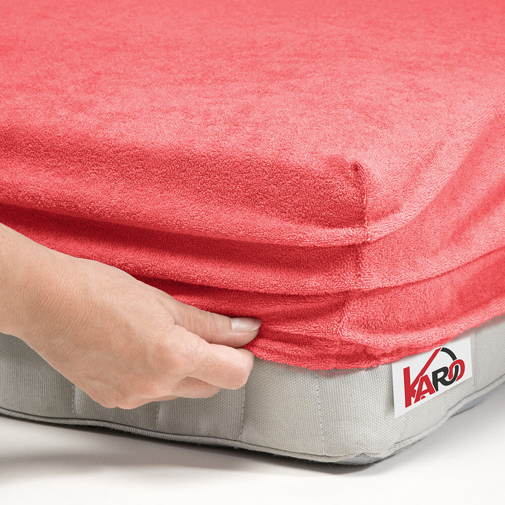 Prześcieradło frotte z gumką 200x220 malinowe 046 grube 200g/m2 KARO - obrazek 2