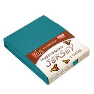 Prześcieradło jersey z gumką 180x200 turkusowe morskie 048 grube 150g/m2 KARO