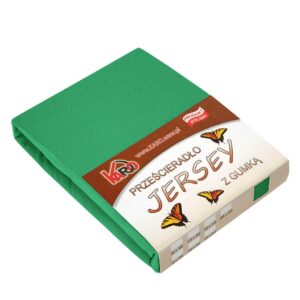 Prześcieradło jersey z gumką 160x200 zielone trawiaste 049 grube 150g/m2 KARO