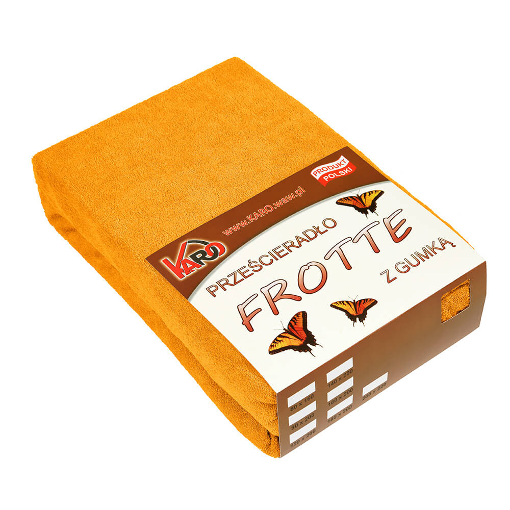 Prześcieradło frotte z gumką 120x200 pomarańczowe 050 grube 200g/m2 KARO