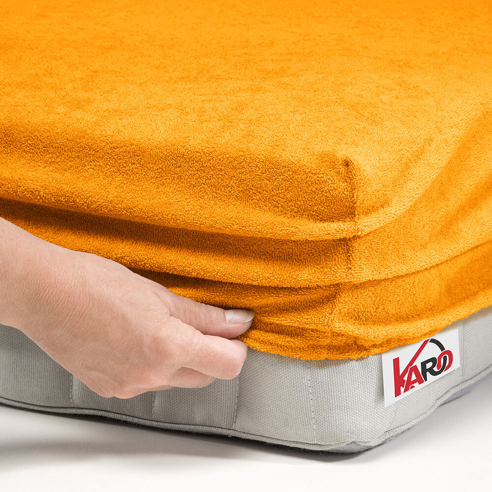 Prześcieradło frotte z gumką 90x200 pomarańczowe 050 grube 200g/m2 KARO - obrazek 2