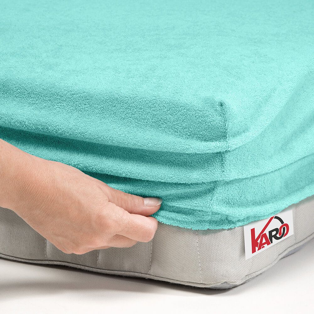 Prześcieradło frotte z gumką 180x200 miętowe 054 grube 200g/m2 KARO - obrazek 2