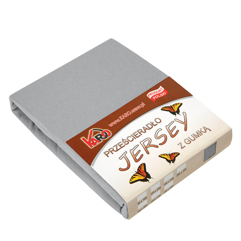 Prześcieradło jersey z gumką 60x120 szare 060 grube 150g/m2 KARO
