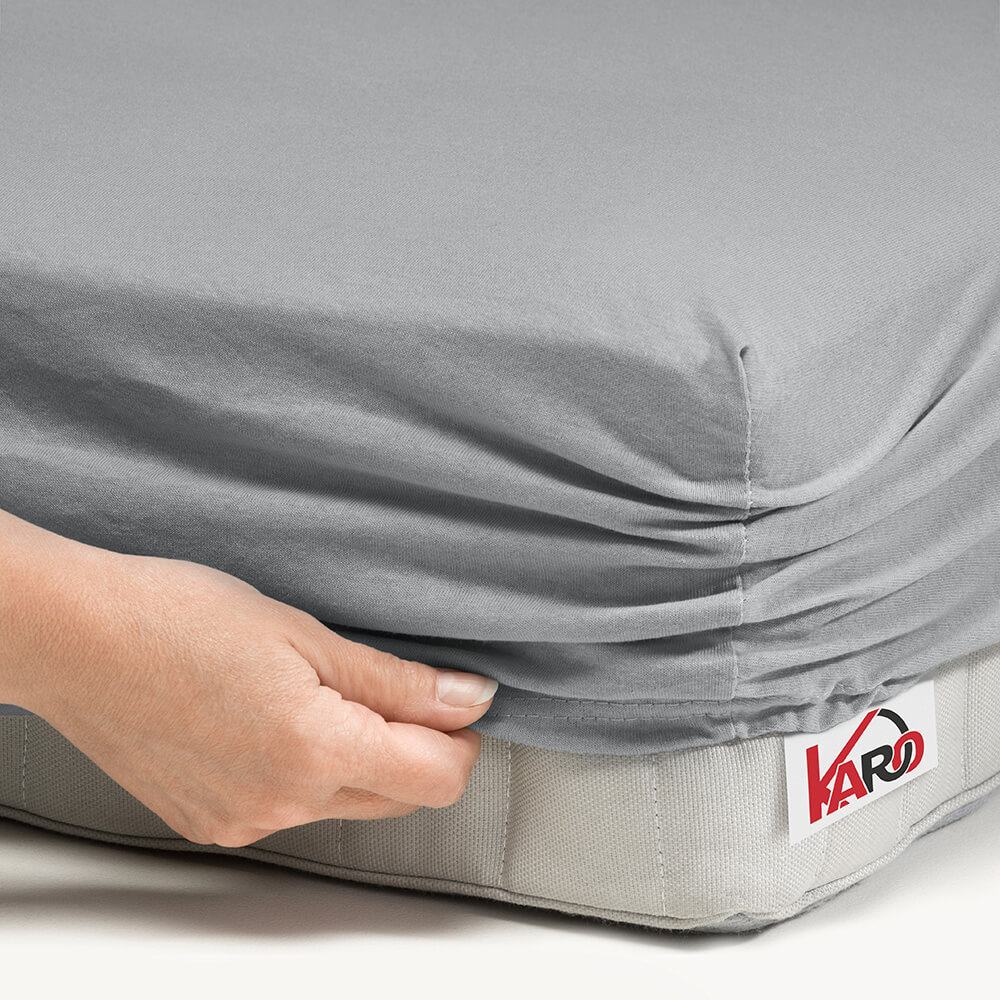 Prześcieradło jersey z gumką 60x120 szare 060 grube 150g/m2 KARO - obrazek 2