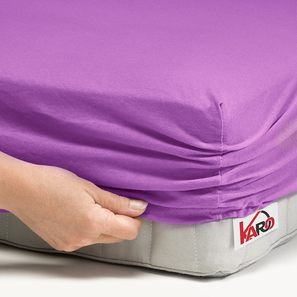 Prześcieradło jersey z gumką 90x200 fuksja 062 grube 150g/m2 KARO - obrazek 2