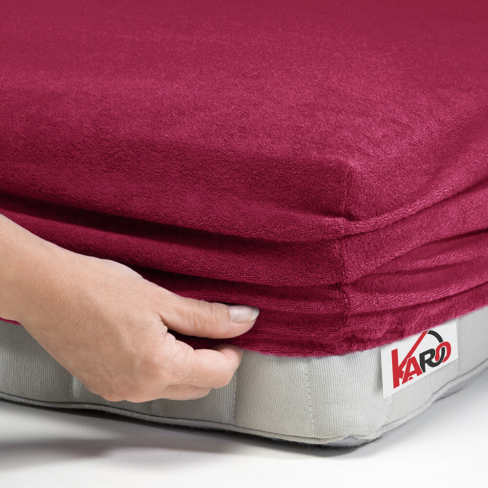 Prześcieradło frotte z gumką 180x200 buraczane 066 grube 200g/m2 KARO - obrazek 2