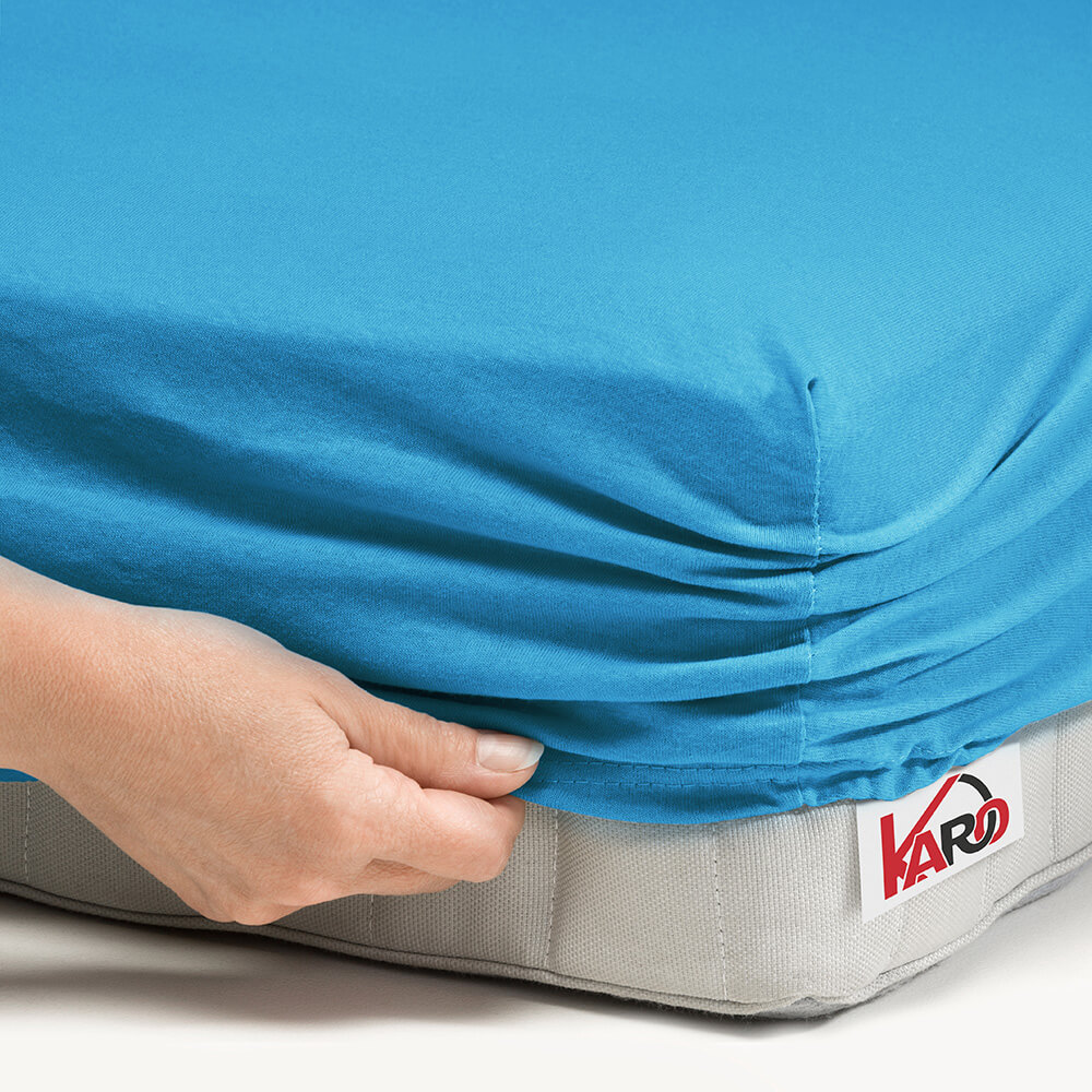 Prześcieradło jersey z gumką 80x160 turkusowe 080 grube 150g/m2 KARO - obrazek 2