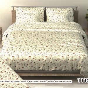 Pościel bawełniana 160x200 łączka brązowa na kremowym tle