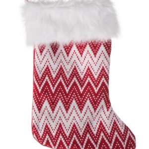 Ozdoba świąteczna Kristen skarpeta but biała czerwona zygzak Eurofirany