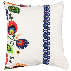 Poszewka z kory 50x60 Łowicka biała niebieska 222a