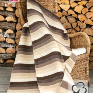 Koc bawełniany akrylowy 150x200 1236/1 paseczki beżowy brązowy narzuta pled