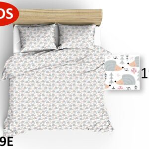 Poszewka bawełniana 40x40 1289E biała jeże drzewka szare muchomorki 199D