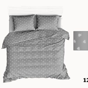 Pościel bawełniana 110x140  szara serca serduszka białe