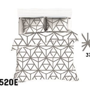 Pościel bawełniana 160x200 1520E biała szara geometryczna