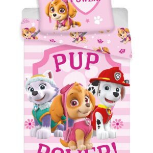Pościel bawełniana 140x200 Psi Patrol Paw  Skye Everest Marshall różowa poszewka 70x90