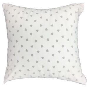Poszewka bawełniana 50x60 biała serca serduszka szare