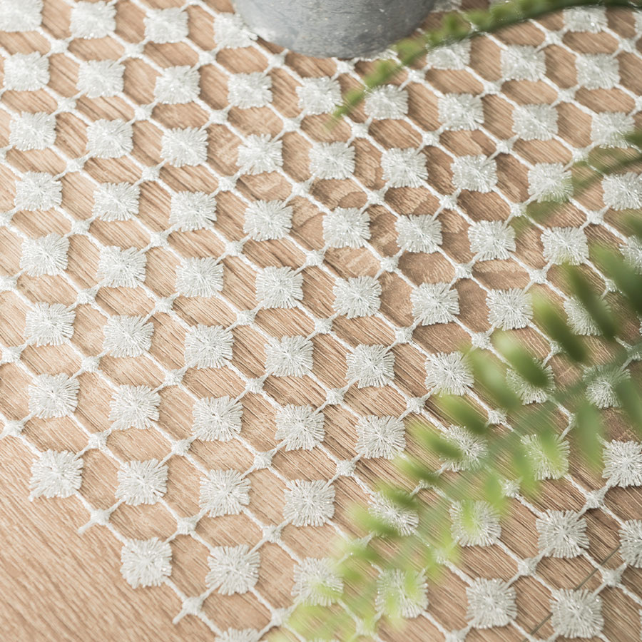 Obrus bieżnik 40x140 Bianca szary jasny gipiurowy z lurexem - obrazek 4