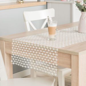 Obrus bieżnik 40x140 Bianca off white gipiurowy z lurexem