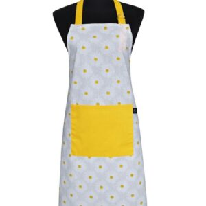 Fartuch kuchenny 60x75 Daisy szary żółty kwiatki bawełniany I 23