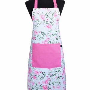 Fartuch kuchenny 60x75 Róże biały różowy bawełniany I 23