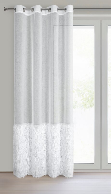 Firana gotowa 140x250 Margaret 6 biała zdobiona moherową nicią gotowa na przelotkach Eurofirany - obrazek 3