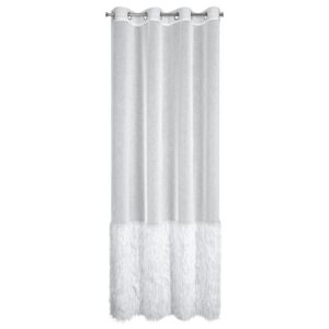 Firana gotowa 140x250 Margaret 6 biała zdobiona moherową nicią gotowa na przelotkach Eurofirany