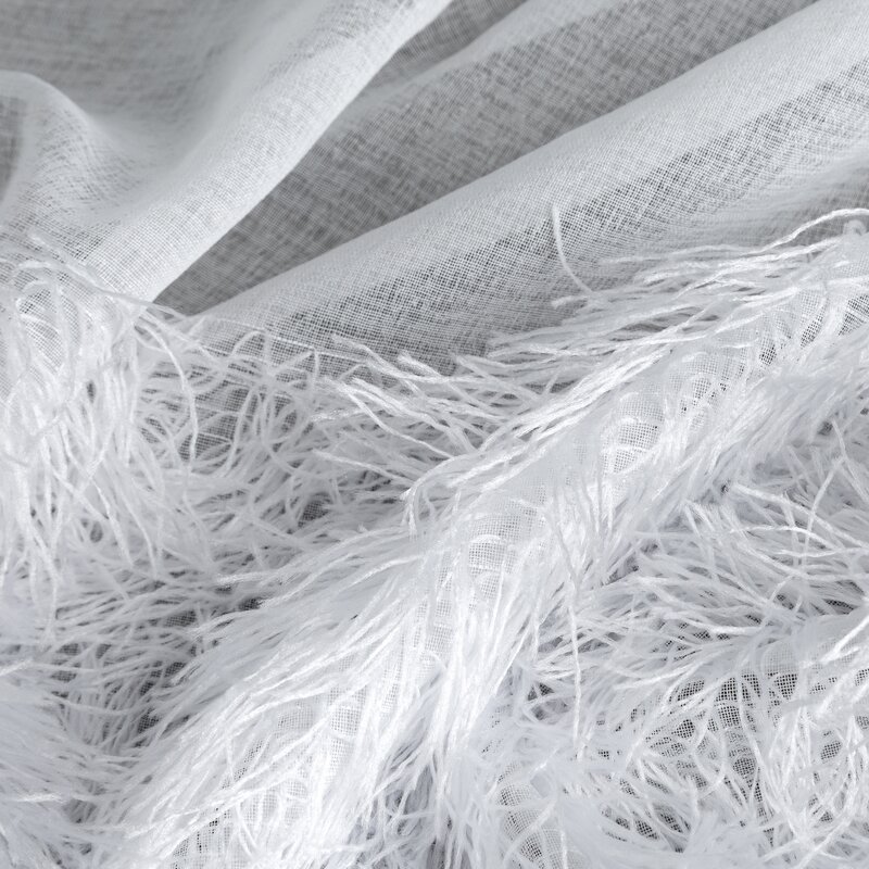 Firana gotowa 140x250 Margaret 6 biała zdobiona moherową nicią gotowa na przelotkach Eurofirany - obrazek 7