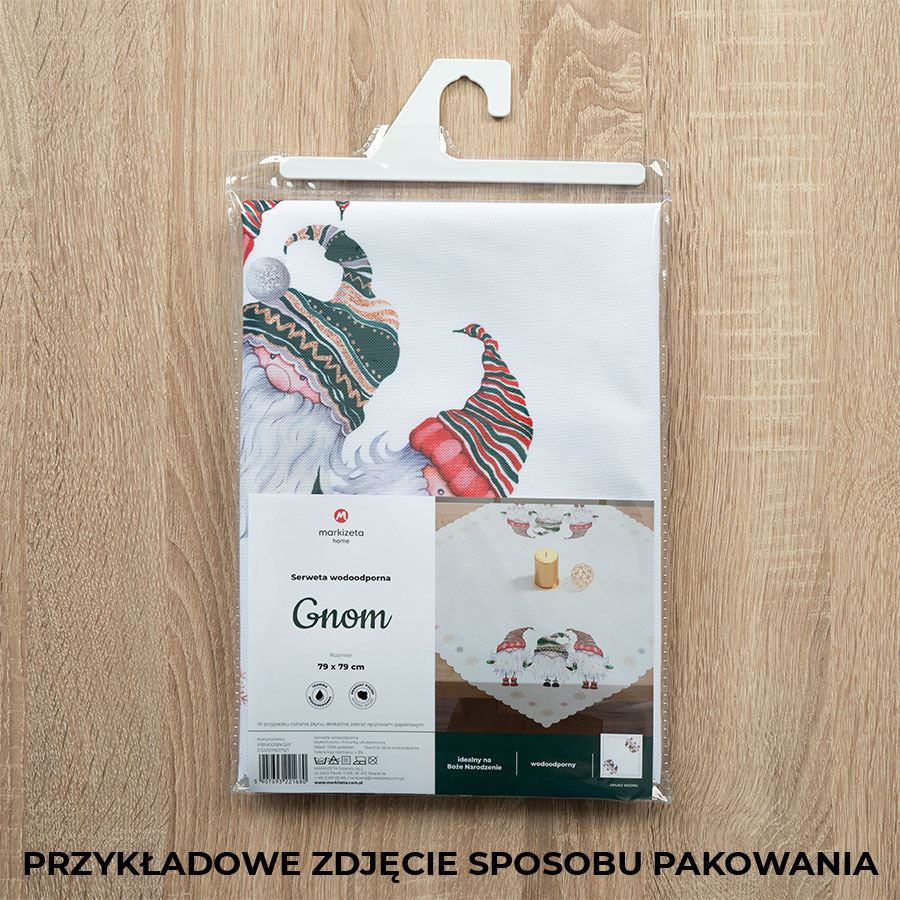 Bieżnik świąteczny wodoodporny 38x160 Gnom różowy szary - obrazek 4