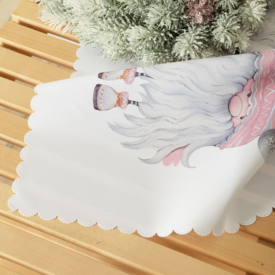 Bieżnik świąteczny wodoodporny 38x160 Gnom różowy szary - obrazek 5