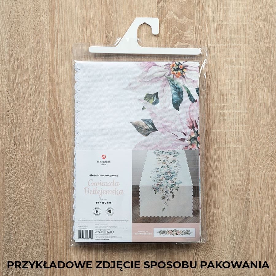 Obrus świąteczny wodoodporny 140x180 Gwiazda betlejemska różowy niebieski - obrazek 3
