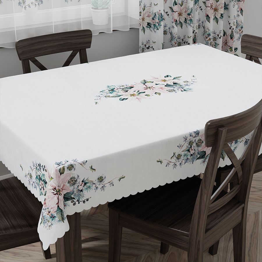 Obrus świąteczny wodoodporny 140x180 Gwiazda betlejemska różowy niebieski