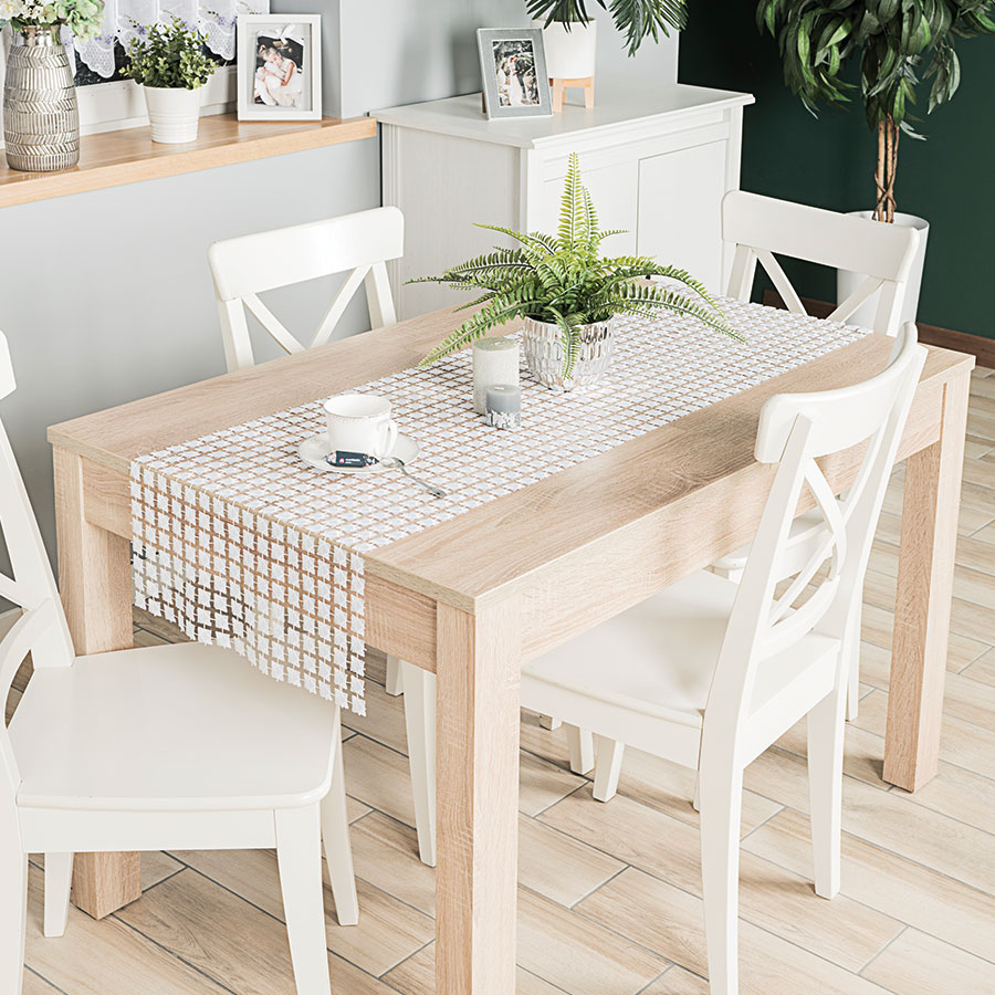 Jasmina Bieżnik gipiurowy, kolor biały 001 z lurexem, rozmiar 40x140cm - obrazek 2