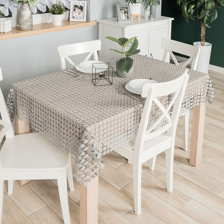 Jasmina Obrus gipiurowy, szary 005 z lurexem, rozmiar 140x220cm - obrazek 2