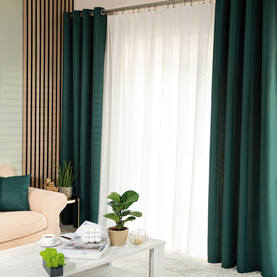 JODEŁKA Zasłona gotowa na przelotkach, szerokość 140cm x wysokość 250cm, kolor butelkowa zieleń - obrazek 2