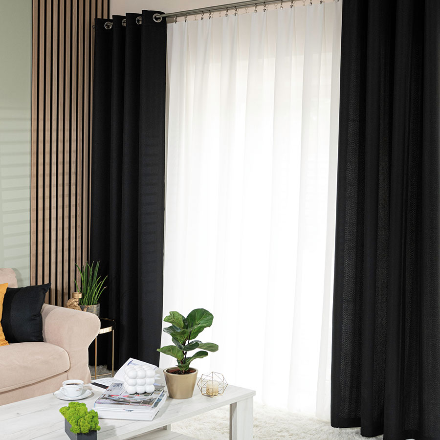 JODEŁKA Zasłona gotowa na przelotkach, szerokość 140cm x wysokość 250cm, kolor 111 czarny 724330/ZGP/111/140250/1 - obrazek 2