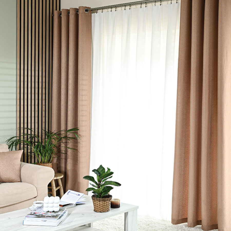 JODEŁKA Zasłona gotowa na przelotkach, szerokość 140cm x wysokość 250cm, kolo ciemny beżowy - obrazek 2