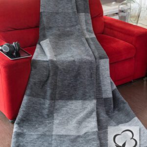 Koc bawełniany akrylowy 150x200  krata pasy szare czarne narzuta pled