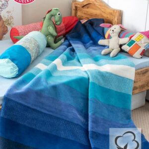 Koc bawełniany akrylowy 150x200 1232/2 pasy niebieski błękit narzuta pled