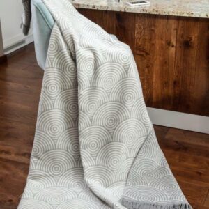 Koc bawełniany akrylowy 150x200 1391/1 szary jasny kółka narzuta pled