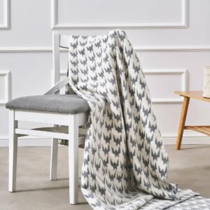 Koc bawełniany akrylowy 150x200 2142/1 Pepitka szary narzuta pled wykończony szydełkiem SG