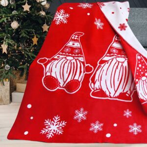 Koc bawełniany akrylowy 150x200 świąteczny Skrzat czerwony biały Glamour Greno