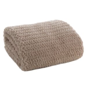 Koc narzuta 130x170 Laris beżowy z mikrofibry Eurofirany