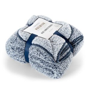 Koc narzuta 70x160 Koala granatowy z tkaniny typu bukla Eurofirany